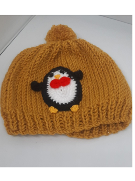 Penguen Motifli Bebek Beresi Hardal Rengi