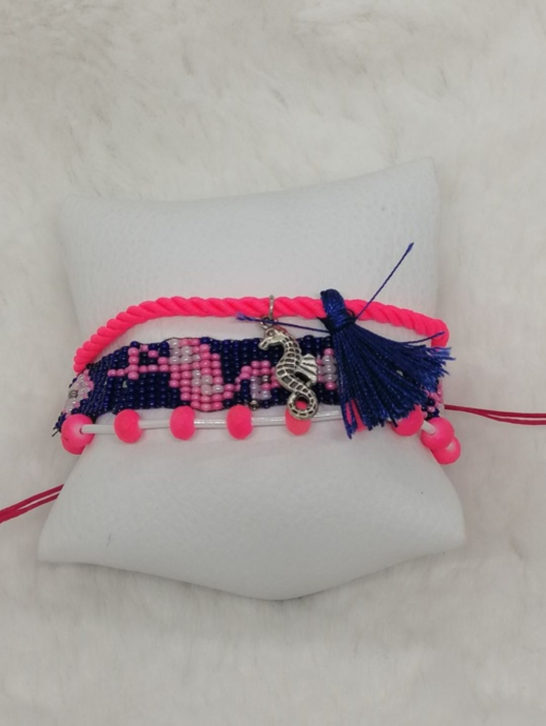 flamingo-desenli-uclu-bileklik-lacivert