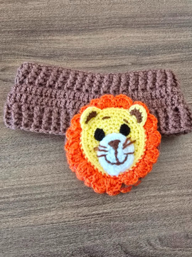 Aslan Desenli Kahverengi Bebek Kulaklıklı Bandana Kahverengi