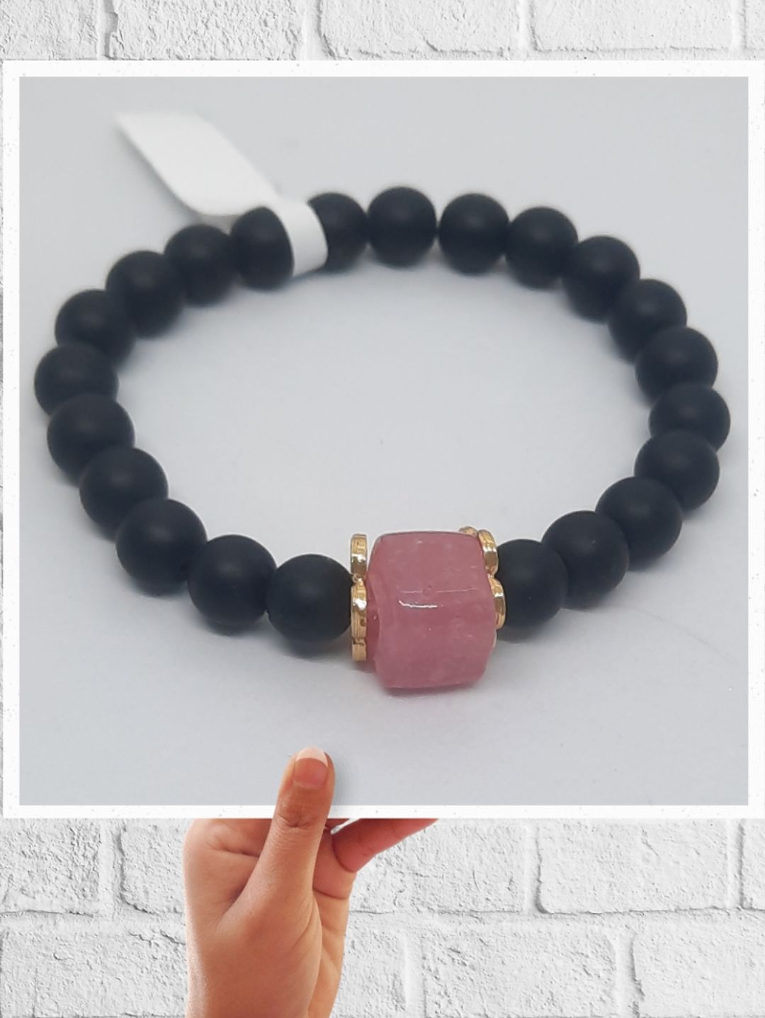 oniks-pembe-cam-uclu-bayan-bileklik-siyah