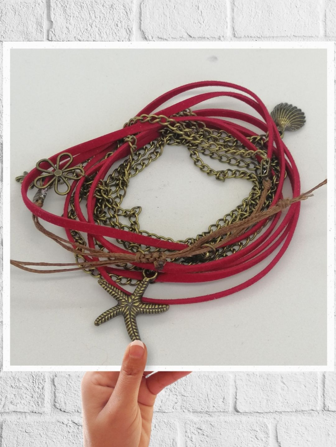 antik-yesil-zincirli-coklu-bileklik-bordo