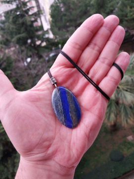 Lapis Lazuli Elliptic Doğal Taş Kolye 