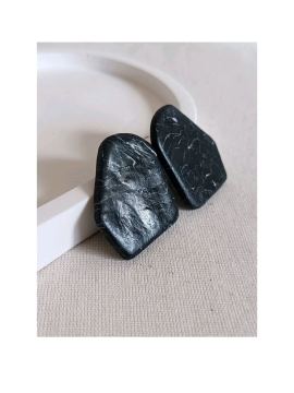 Polimer Kil Black  Mearble Küpe Siyah