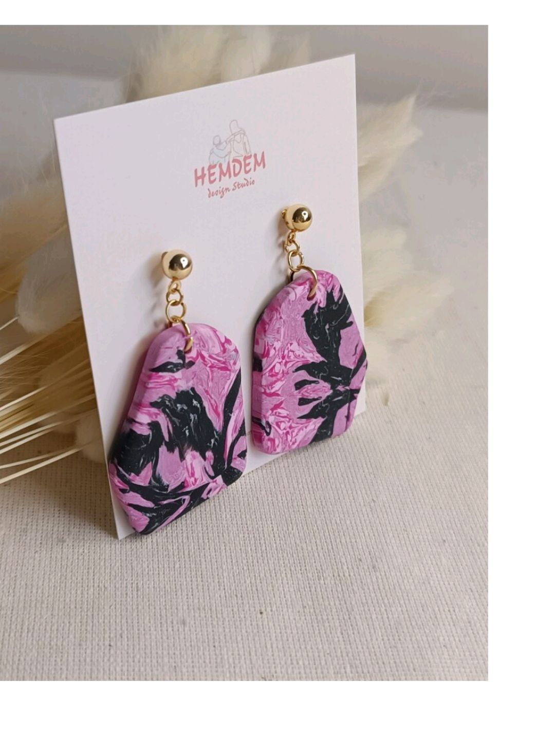 polimer-kil-geometrik-sekil-pastel-pembe
