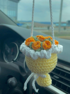 Mini Buket Araba Aksesuarı Sarı