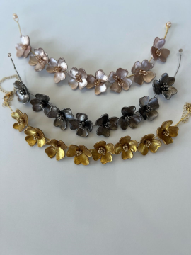 Metalik Renkli Modern Dokunuşlara Sahip Choker Kolye Gri