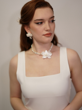 Orkide Choker Kolye Küpe Set 