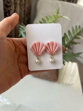 Pembe İstiridye İncili Küpe Pembe