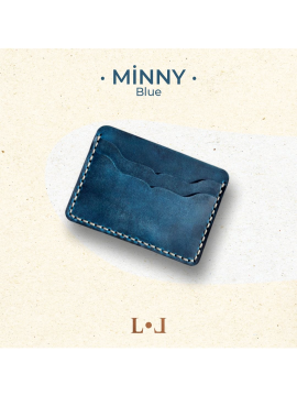 Minny - El Yapımı Hakiki Deri Minimalist Klasik Kartlık Mavi