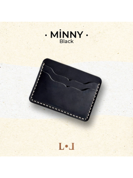 Minny - El Yapımı Hakiki Deri Minimalist Klasik Kartlık Siyah