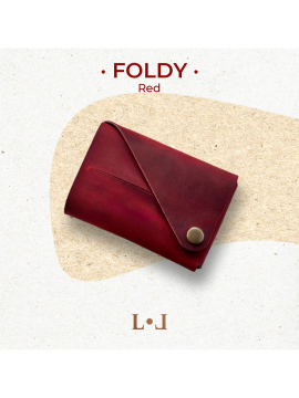 Foldy - El Yapımı Katlanabilir Tasarım Hakiki Deri Kartlık Kırmızı