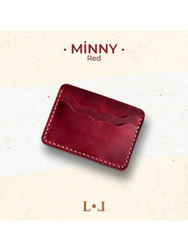 Minny - El Yapımı Hakiki Deri Minimalist Klasik Kartlık Kırmızı