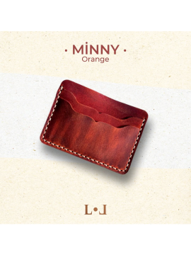 Minny - El Yapımı Hakiki Deri Minimalist Klasik Kartlık Turuncu