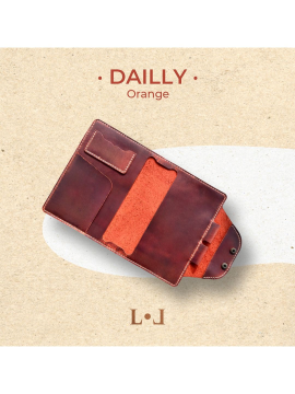 Dailly - El Yapımı Hakiki Deri Ajanda Kılıfı Turuncu