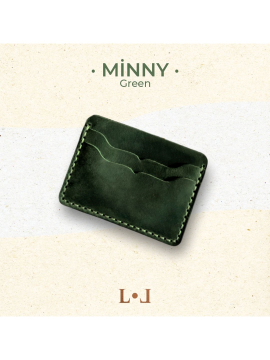 Minny - El Yapımı Hakiki Deri Minimalist Klasik Kartlık Yeşil