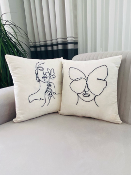 Punch Kırlent Kılıfı İkili Set Bej