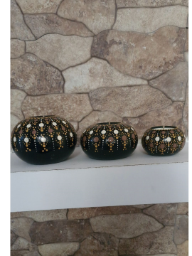 Dot Mandala Üçlü Mumluk 