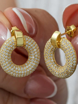 Gümüş Halka Gold Kadın Küpe Altın Rengi