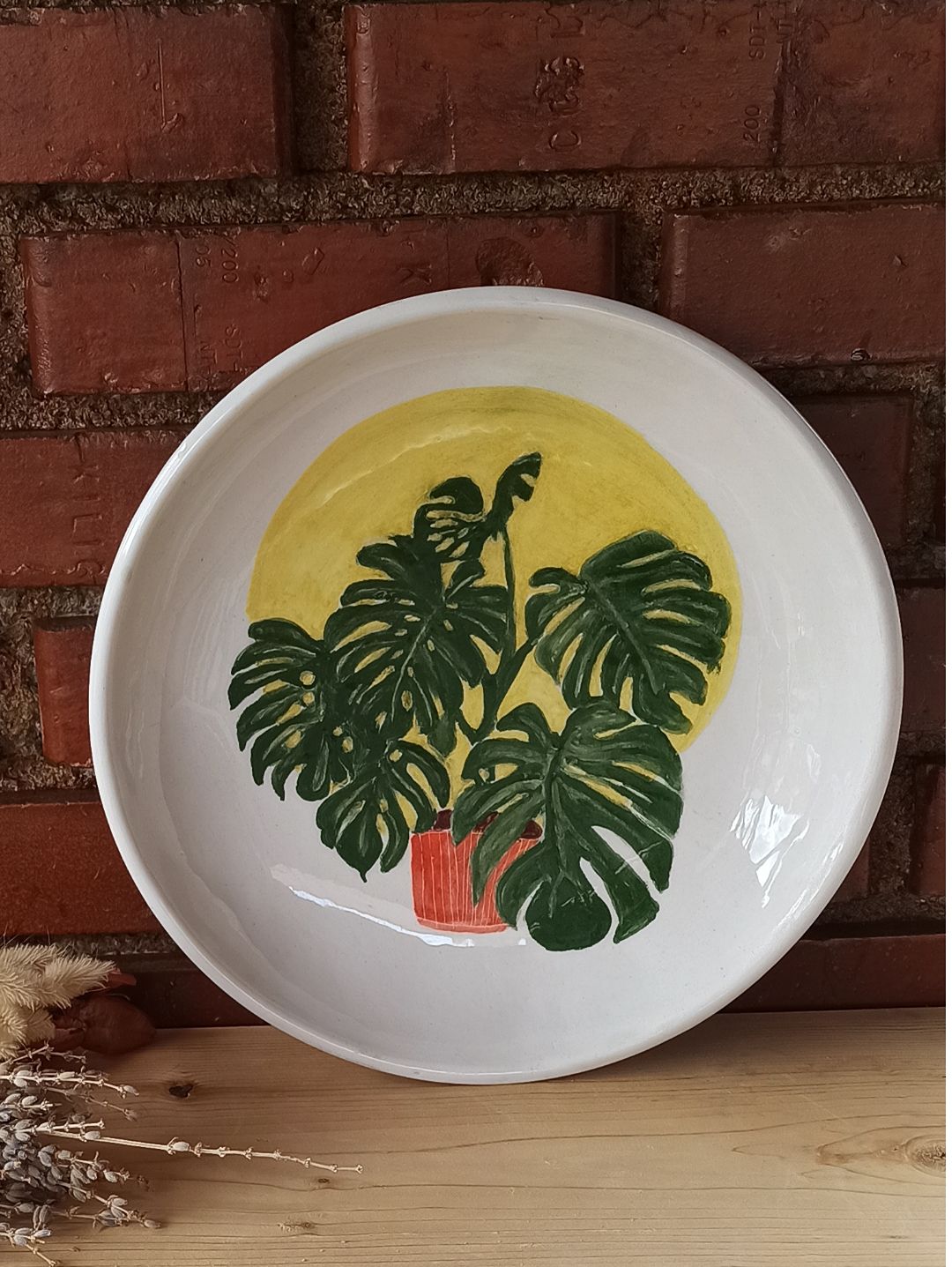 monstera-desenli-seramik-tabak-cok-renkli