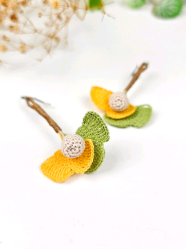 Ginkgo Biloba Küpe, Sarı Yeşil Yaprak Küpe Sarı