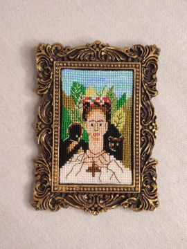 Frida Kahlo Etamin Tablo Kahverengi