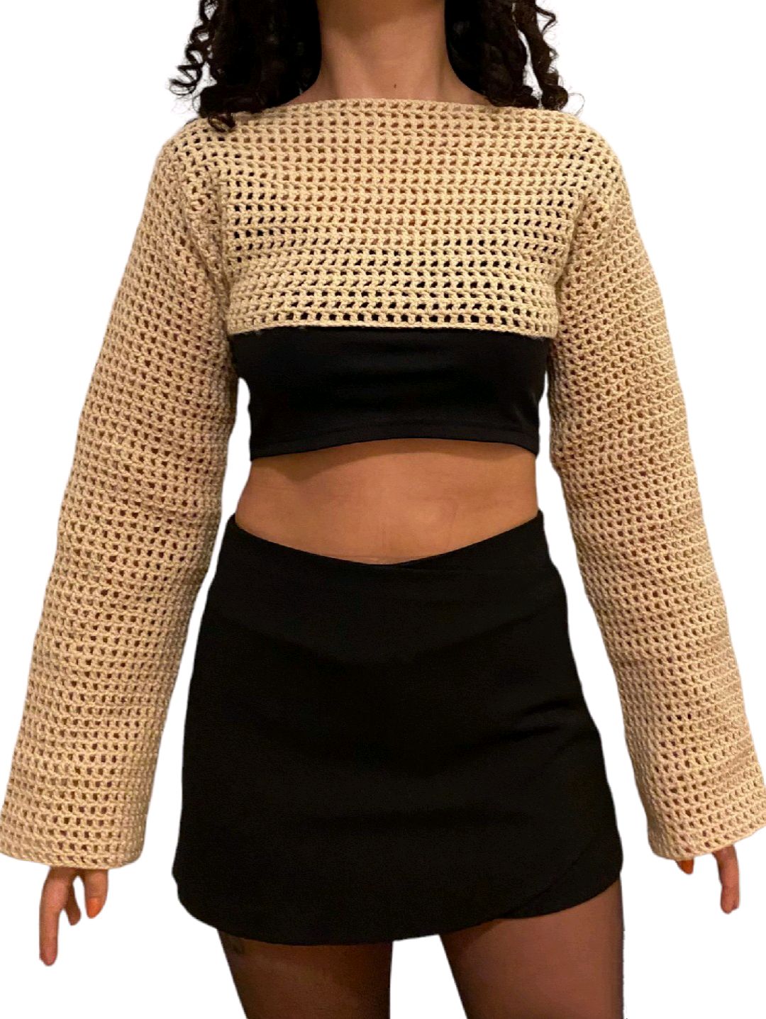 el-orgusu-cotton-bolero-sleeves-croptop-bluz-bej