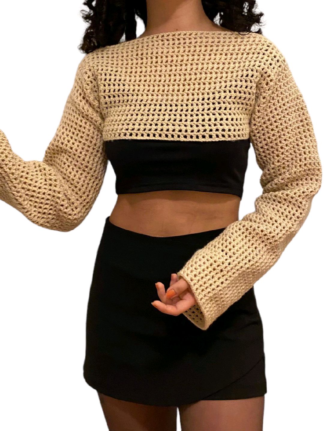 el-orgusu-cotton-bolero-sleeves-croptop-bluz-bej