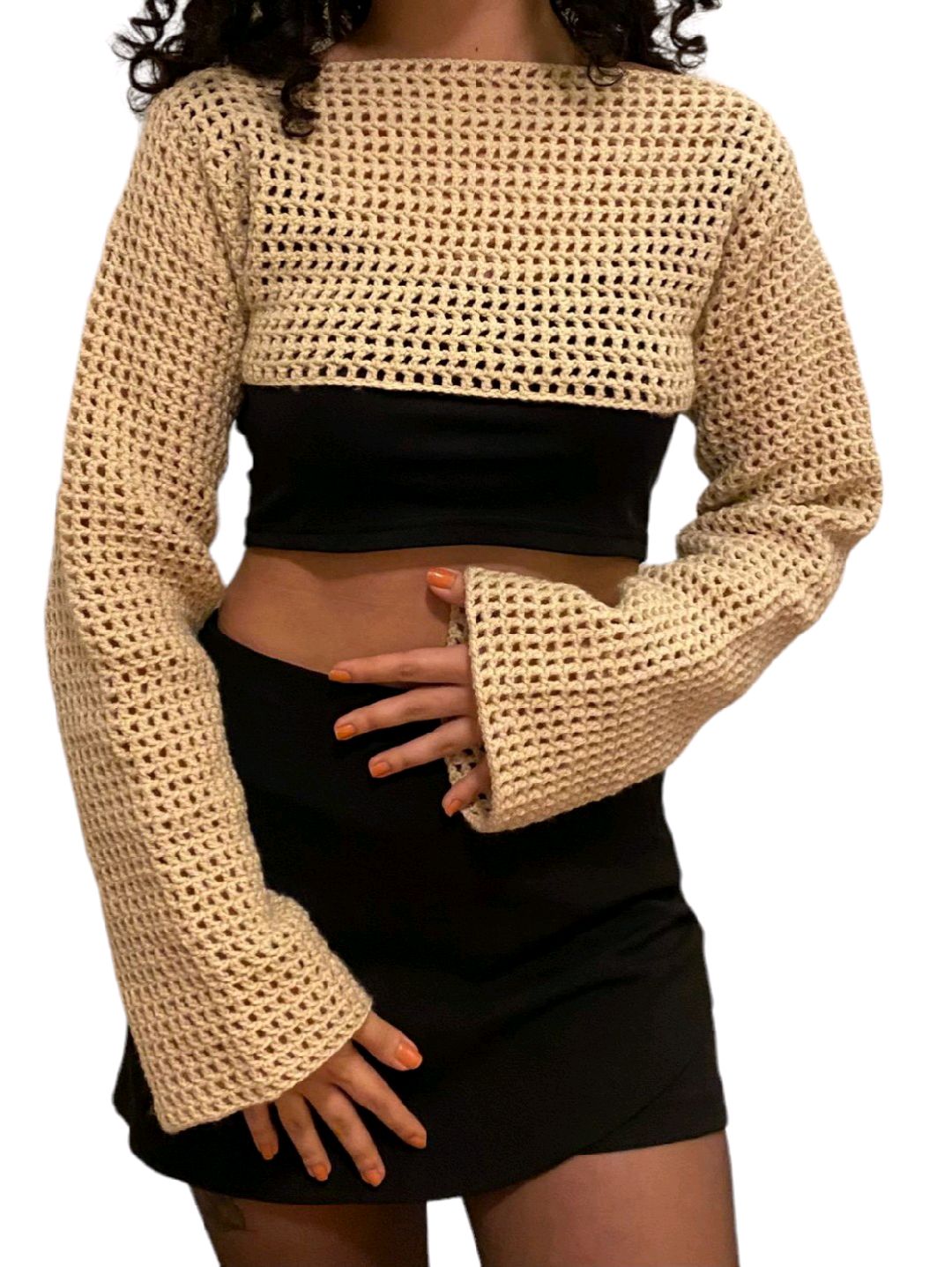 el-orgusu-cotton-bolero-sleeves-croptop-bluz-bej