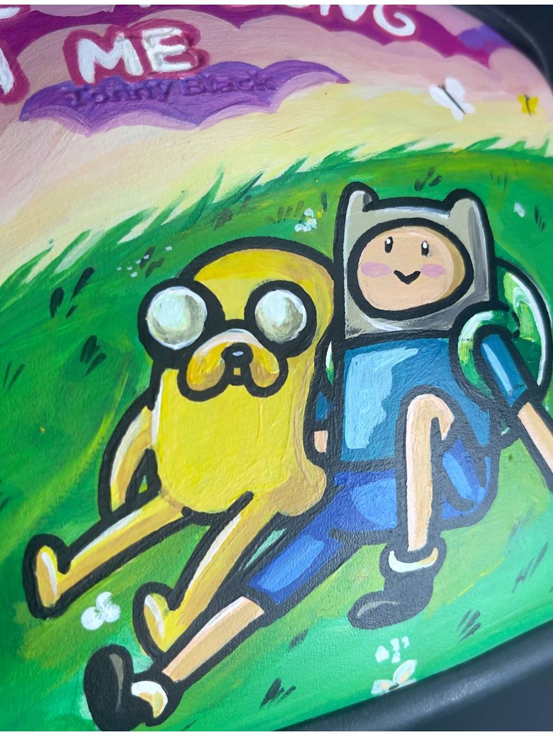 adventure-time-desenli-el-boyama-askili-mini-kadin-omuz-canta-siyah