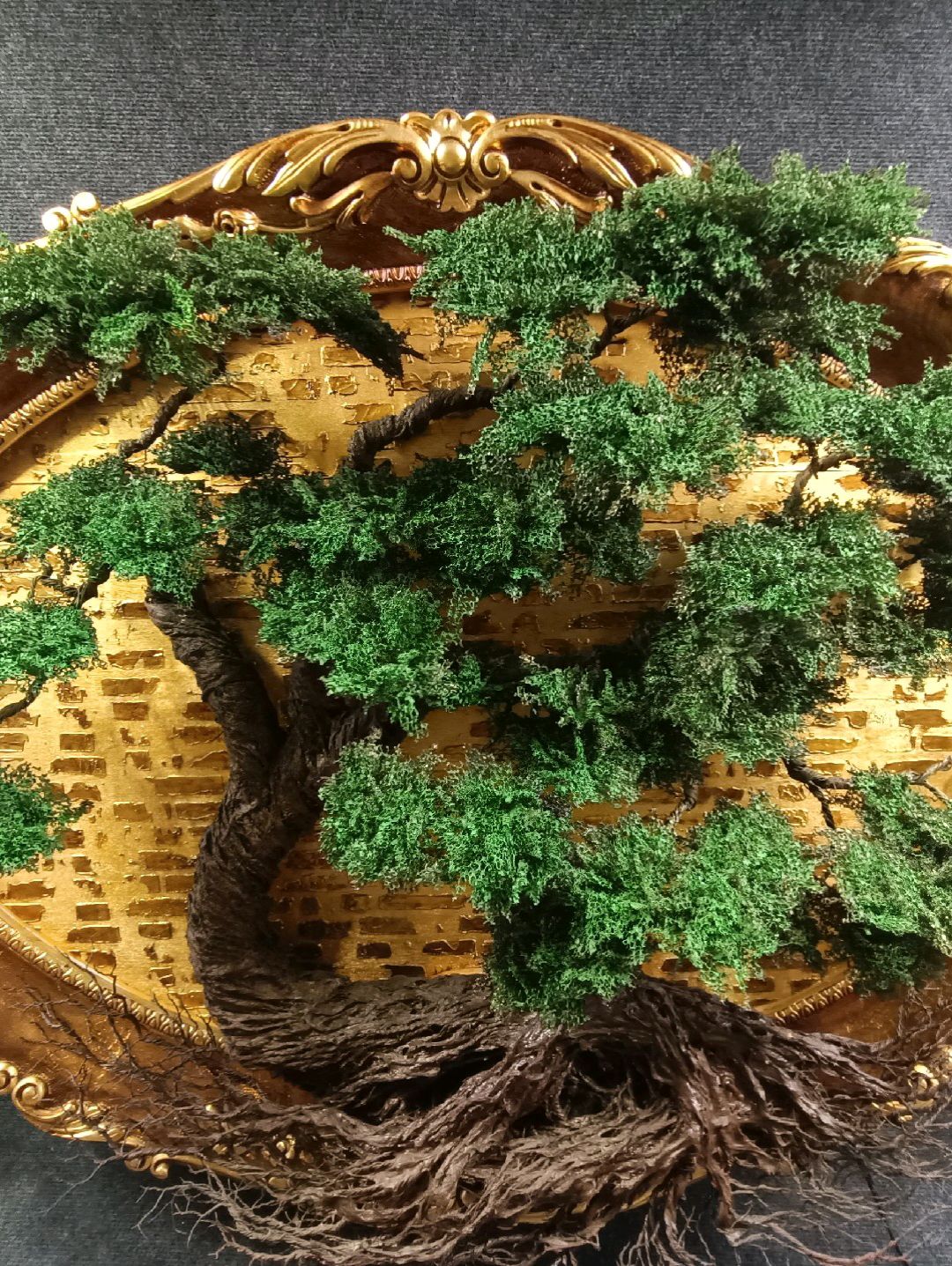 oval-cerceveli-bonsai-yesil