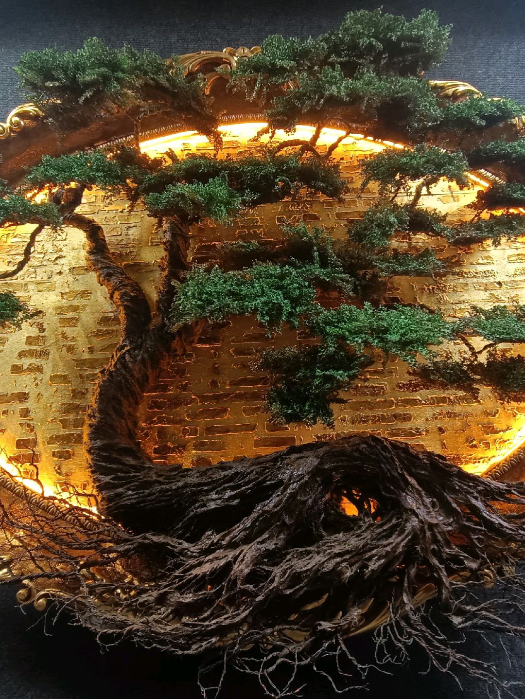 oval-cerceveli-bonsai-yesil