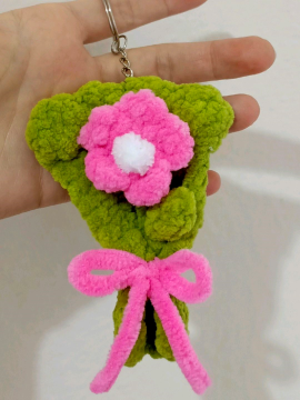 Çiçek Buketi Anahtarlık Pembe