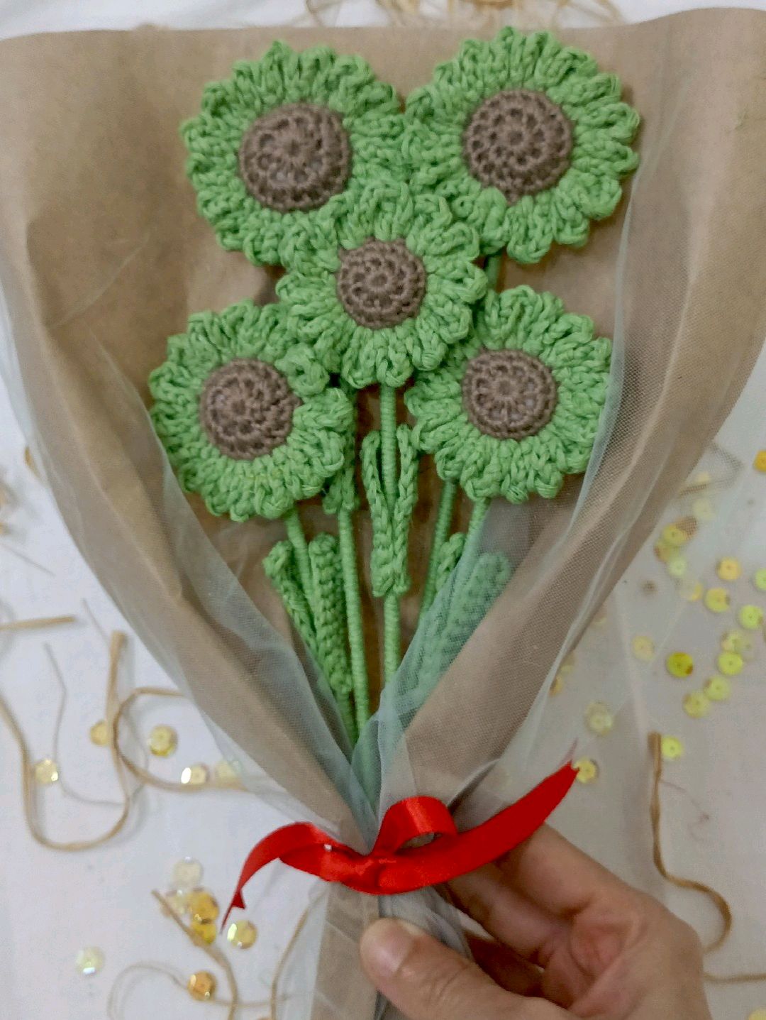 yesil-papatya-buketi-yesil