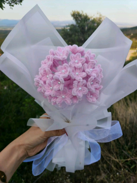 Şönil Pembe Ortanca Buketi Pembe