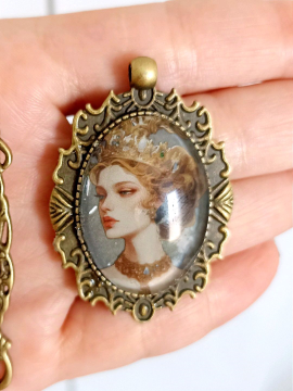 Vintage Lady Kadın Pendant Kolye Ucu  Bronz Rengi