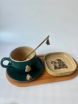 Çam Stonware Çay Kahve Fincan Seti Yeşil