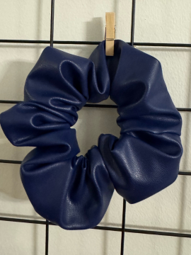 Deri Lacivert Scrunchie 