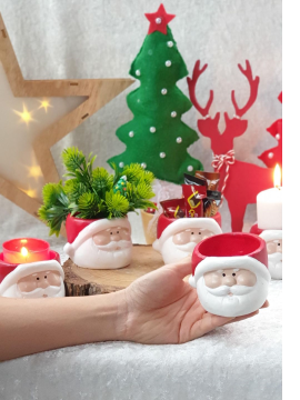 Yılbaşı Yeniyıl Noel Baba Mumluk Dekor Çok Renkli