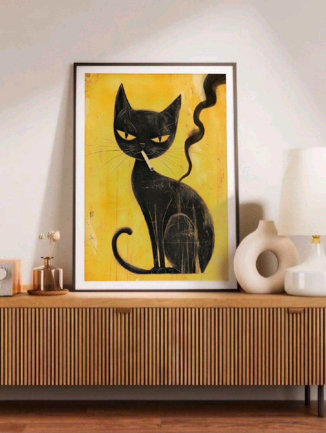 siyah-kedi-poster-cercevesiz-cok-renkli
