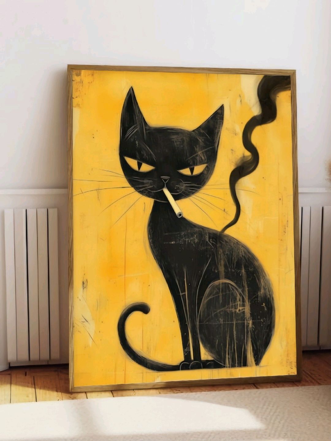 siyah-kedi-poster-cercevesiz-cok-renkli