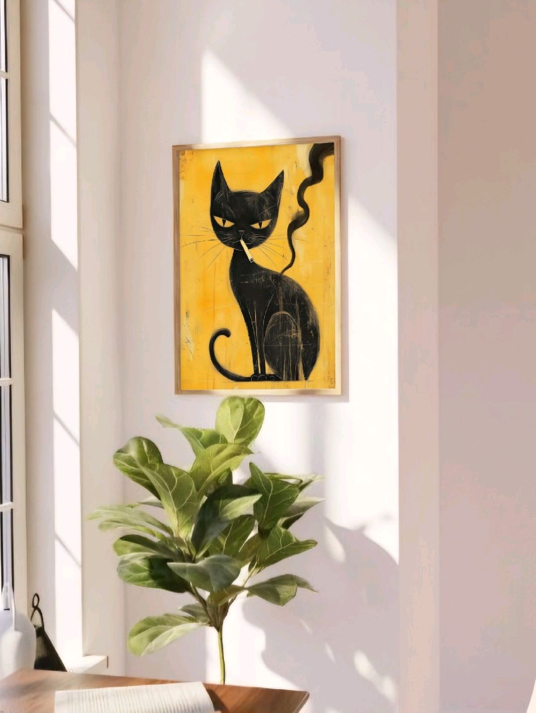 siyah-kedi-poster-cercevesiz-cok-renkli