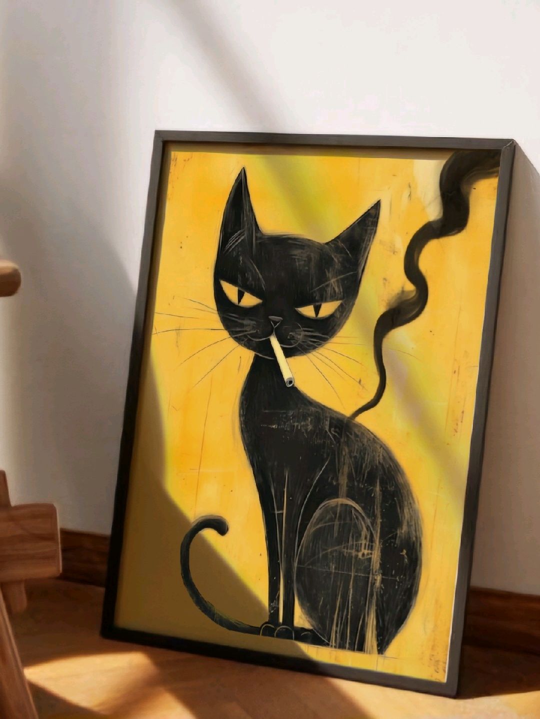 siyah-kedi-poster-cercevesiz-cok-renkli