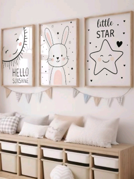 Kız Çocuk Odası Poster Çerçevesiz  Çok Renkli
