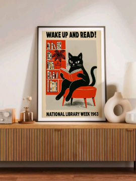 Kedi Ahşap Tablo Poster  Çok Renkli