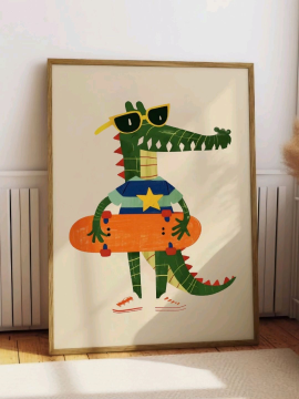 Timsah Çocuk Odası Poster Çerçevesiz  Çok Renkli