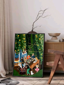 Akşam Yemeği Poster Çerçevesiz  Çok Renkli