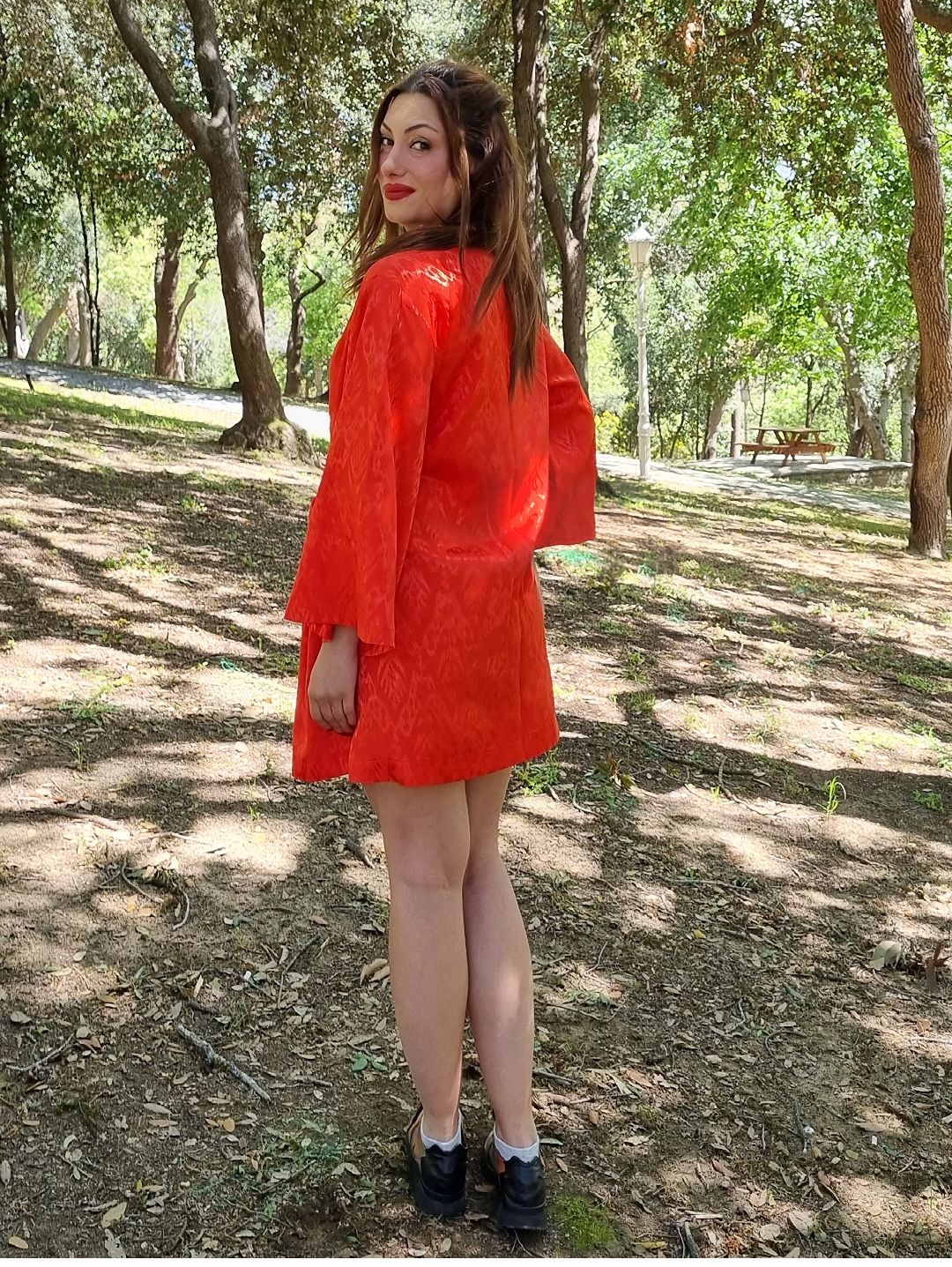 kirmizi-saten-ikat-desenli-kimono-kirmizi