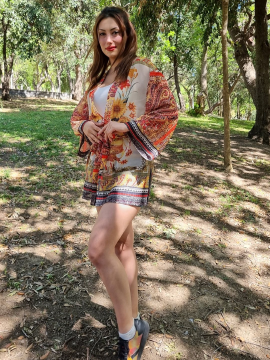 Ayçiçeği Desenli Şık Şifon Kimono