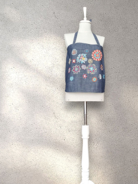 Bağcıklı Denim Bluz Mavi