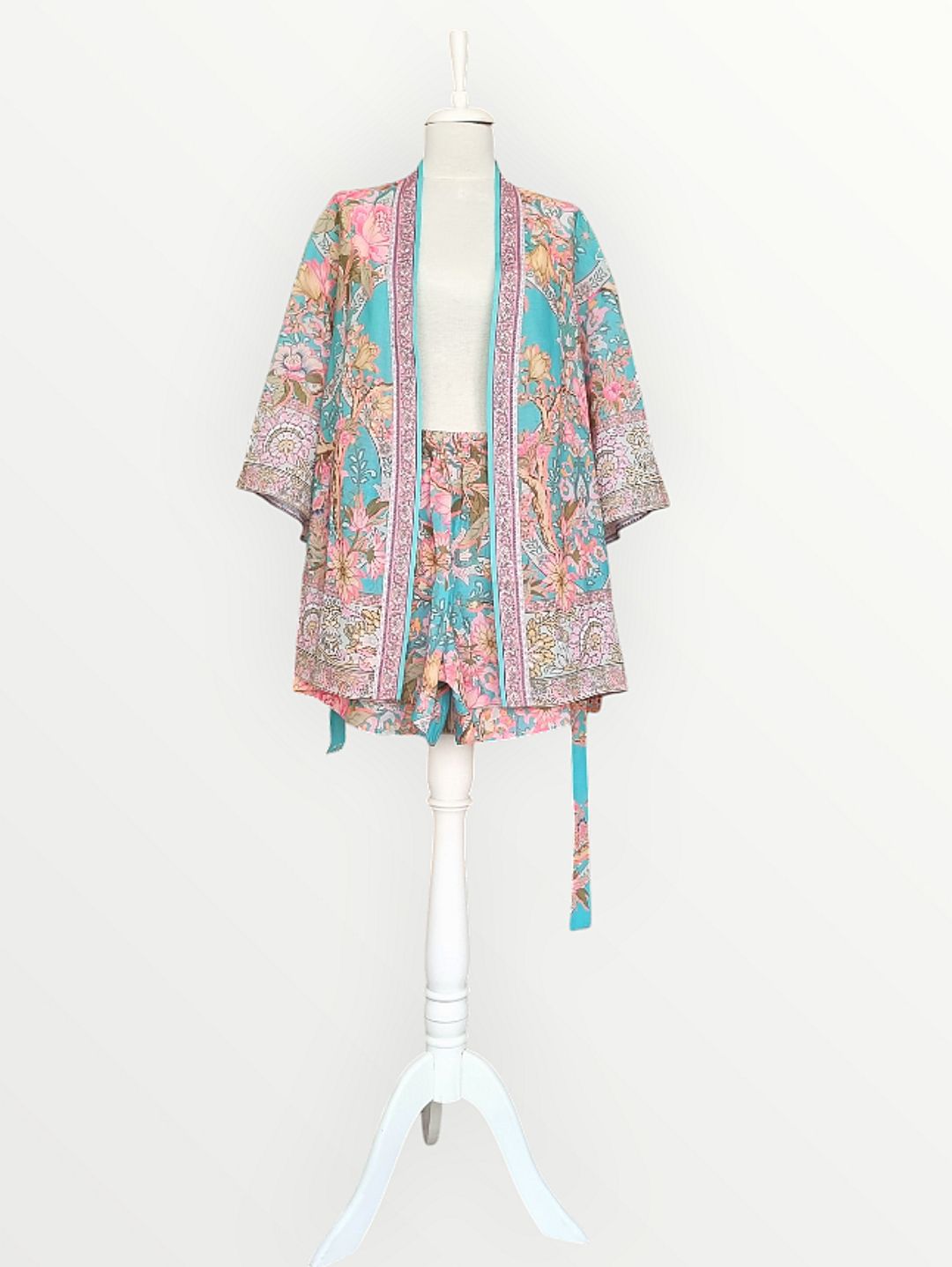 cicek-desenli-turkuaz-kimono-sort-takim-mavi